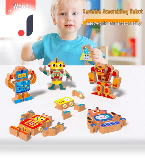 DIY Wooden Robot Building Kit — Educational, Super Go
