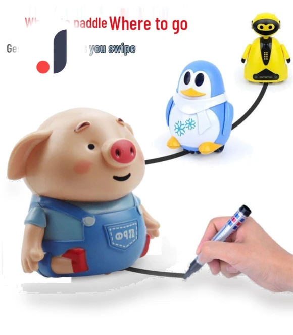 Electric Line Drawing and Induction Toy Robot Pig — Interactive Animal Companions, Super Go