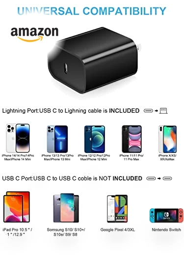 Fast Charger 20W PD USB C Wall Charger with 6FT Fast Charging Cable — Chargers, Coreykin