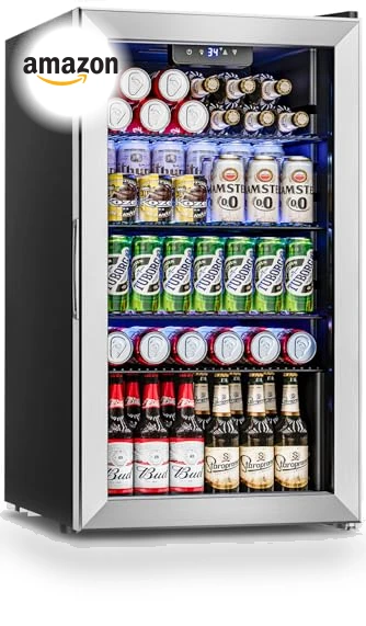 Mini Fridge Glass Door Beverage Cooler — Mini Fridges, Feelfunn