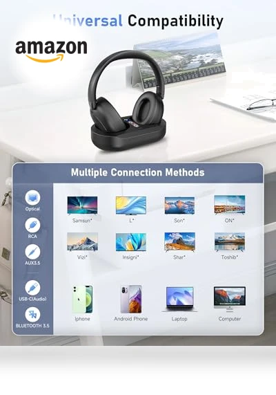 Wireless Headphones for TV Watching — Over-Ear Headphones, LORA