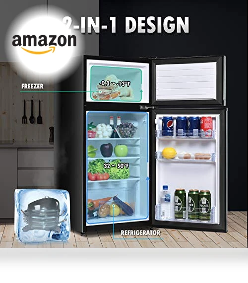Compact Refrigerator with Top Door Freezer — Mini Fridges, GOFLAME