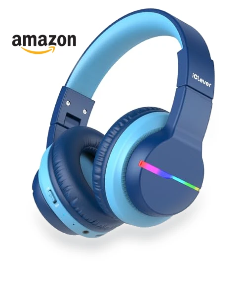 Kids Bluetooth Headphones with LED Lights — Over-Ear Headphones, iClever
