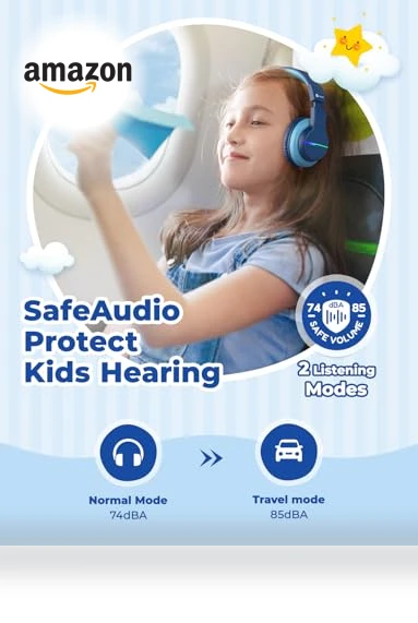 Kids Bluetooth Headphones with LED Lights — Over-Ear Headphones, iClever