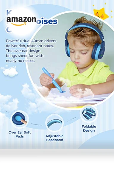 Kids Bluetooth Headphones with LED Lights — Over-Ear Headphones, iClever