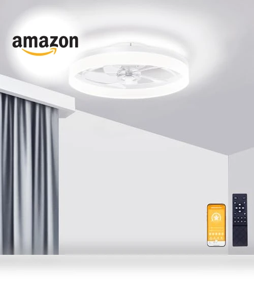 Low Profile Ceiling Fan with Lights and Remote — Ceiling Fan Wall Controls, VOLISUN