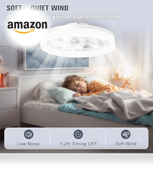 Low Profile Ceiling Fan with Lights and Remote — Ceiling Fan Wall Controls, VOLISUN