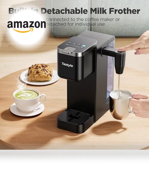 Single Serve Coffee Maker with Detachable Milk Frother — Coffee Makers, Tastyle
