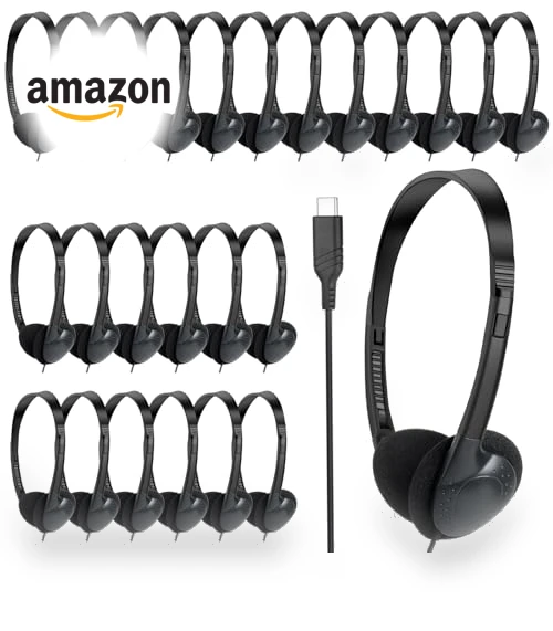 USB C Wired Headphones Bulk Pack for Classroom — In-Ear Headphones, CNSZSLZ