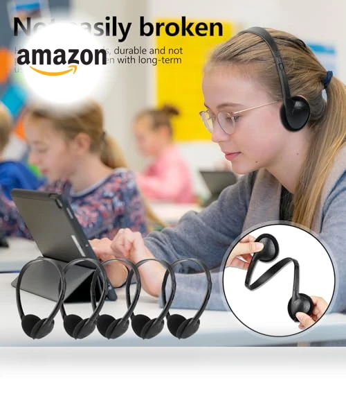 USB C Wired Headphones Bulk Pack for Classroom — In-Ear Headphones, CNSZSLZ