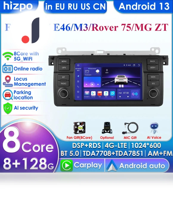 7-inch AI Voice Control 2DIN Android Car Radio — Stereo Receivers, Hizpo