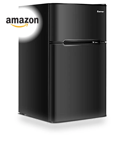 Compact Refrigerator with Freezer — Mini Fridges, COSTWAY