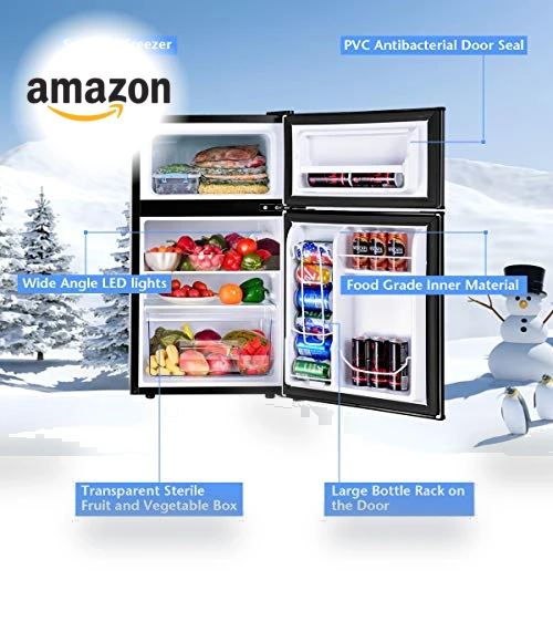 Compact Refrigerator with Freezer — Mini Fridges, COSTWAY