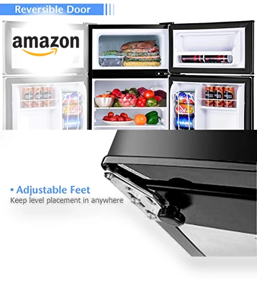 Compact Refrigerator with Freezer — Mini Fridges, COSTWAY