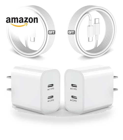 Dual Port Fast Wall Charger with USB C Cable — Chargers