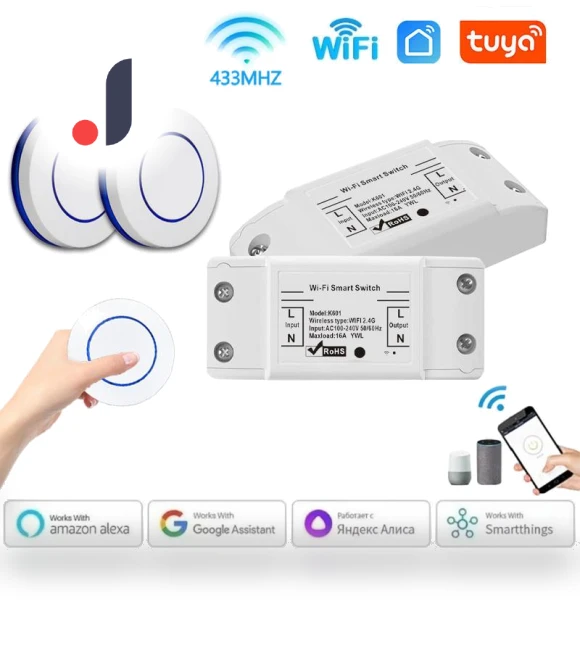 Mini Round Button Smart WiFi Switch — Smart Home Hubs & Controllers, SaiMili Light