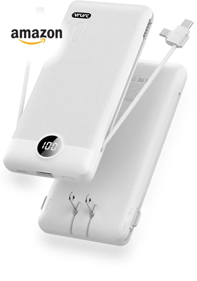 Portable Charger with Built-in Cables and AC Wall Plug — Charging Solutions, VRURC