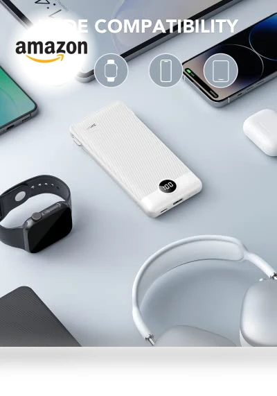 Portable Charger with Built-in Cables and AC Wall Plug — Charging Solutions, VRURC