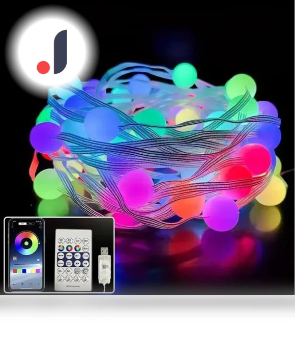RGBIC Round Ball LED Garland — Outdoor String Lights, SaiMili Light