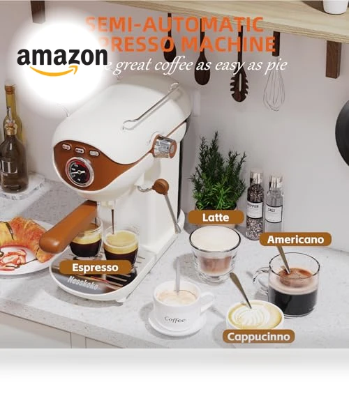 Semi-Automatic Espresso Machine with Milk Frother — Coffee & Espresso Combos, Nesskoko
