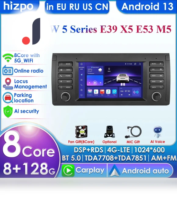 Intelligent 8GB 128GB Voice Control AI 2 DIN Android Auto Radio — Stereo Receivers, Hizpo