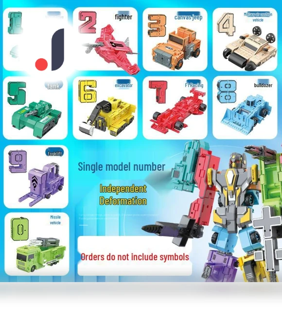 Transforming Number Robot Toy Combiner — Construction Kits, Super Go