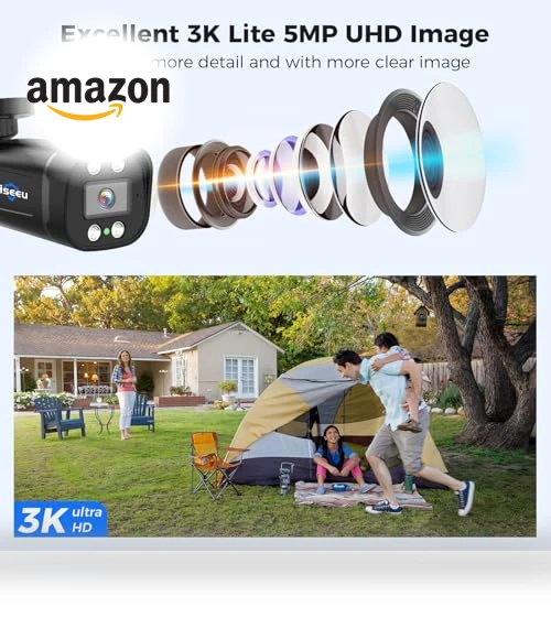 3K 8ch Wired Security Camera System — Smart Home Security, Hiseeu
