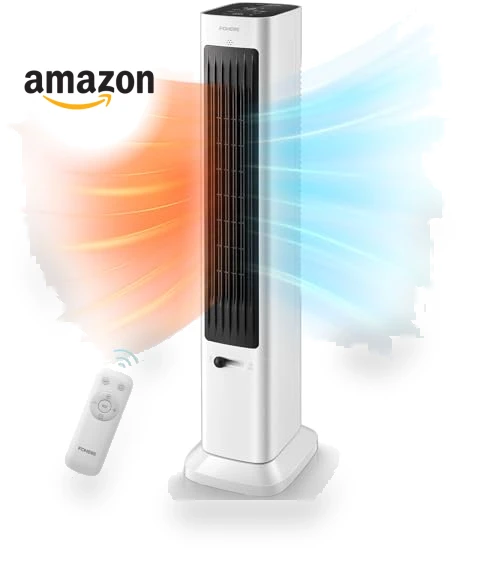 Oscillating Tower Fan and Space Heater Combo — Stand Fans, FOHERE