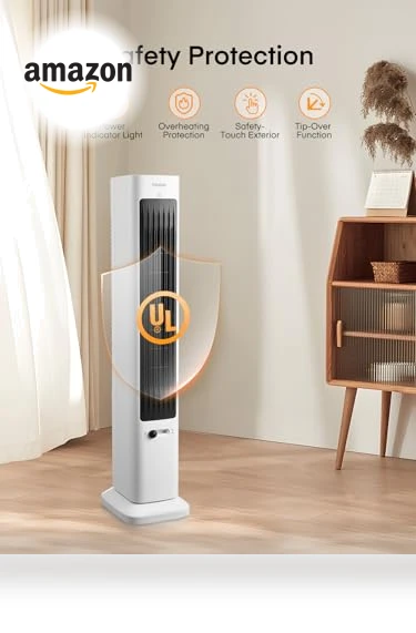 Oscillating Tower Fan and Space Heater Combo — Stand Fans, FOHERE