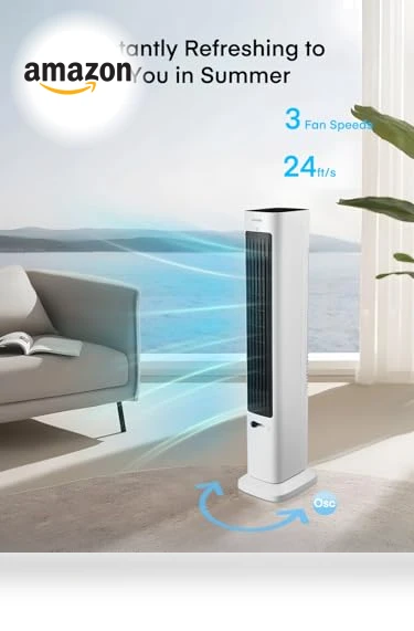 Oscillating Tower Fan and Space Heater Combo — Stand Fans, FOHERE