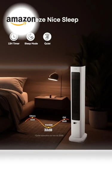 Oscillating Tower Fan and Space Heater Combo — Stand Fans, FOHERE
