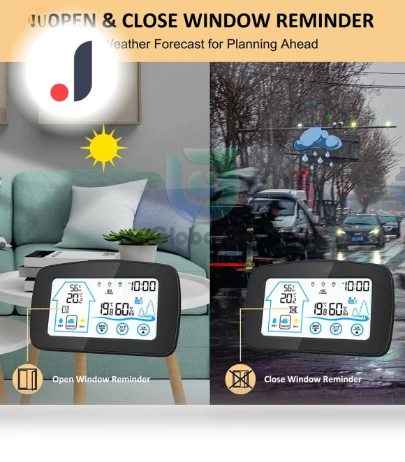 Large LCD Touch Screen Wireless Digital Indoor Outdoor Thermometer Hygrometer Weather Station — Hygrometers, Leisure outdoor