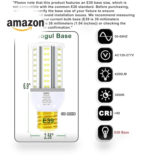 3 Way Light Bulbs E39 Mogul Base — Incandescent, SAGFU