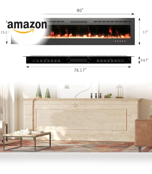 Electric Fireplace Wall Mounted & Recessed — Heaters, HOMTHING