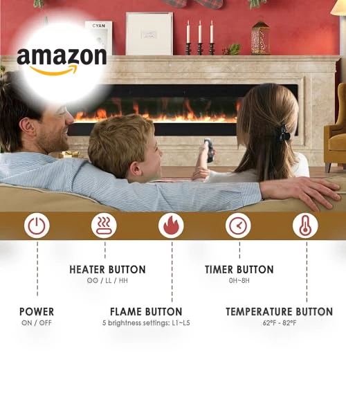 Electric Fireplace Wall Mounted & Recessed — Heaters, HOMTHING