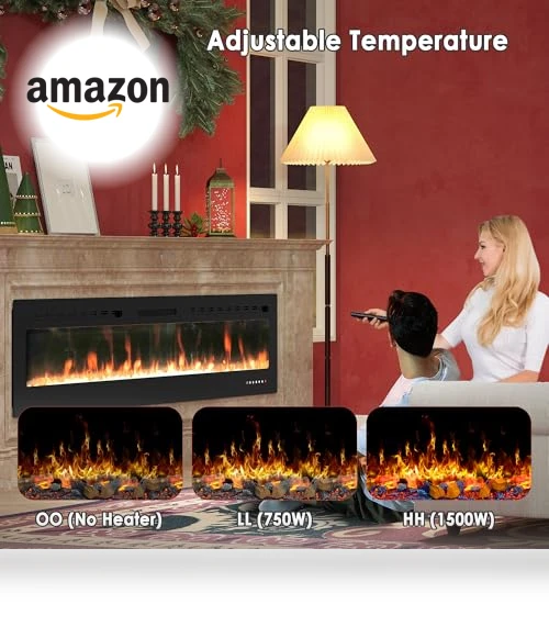 Electric Fireplace Wall Mounted & Recessed — Heaters, HOMTHING