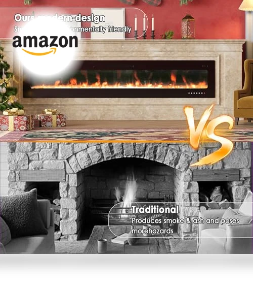 Electric Fireplace Wall Mounted & Recessed — Heaters, HOMTHING