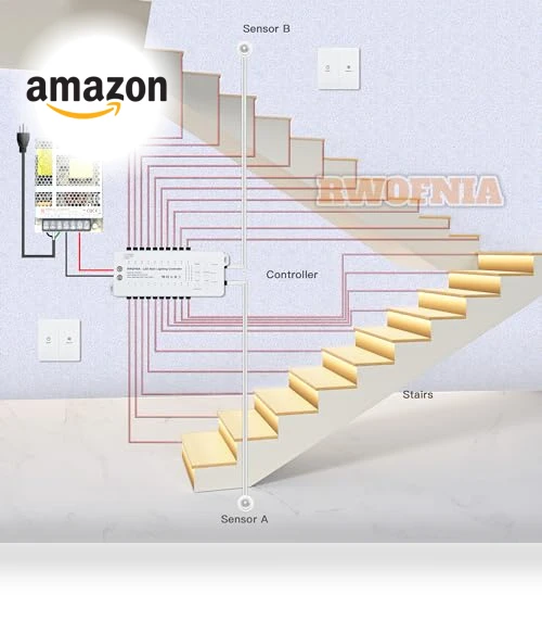 Motion Sensor LED Stair Lighting Kit — Step Lights, RWOFNIA