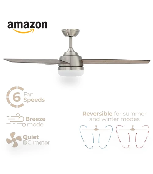 Smart 3-Blade Ceiling Fan with LED Light Kit — Ceiling Fan Lighting Solutions, East Grove Home