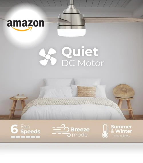 Smart 3-Blade Ceiling Fan with LED Light Kit — Ceiling Fan Lighting Solutions, East Grove Home