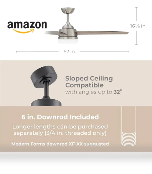 Smart 3-Blade Ceiling Fan with LED Light Kit — Ceiling Fan Lighting Solutions, East Grove Home