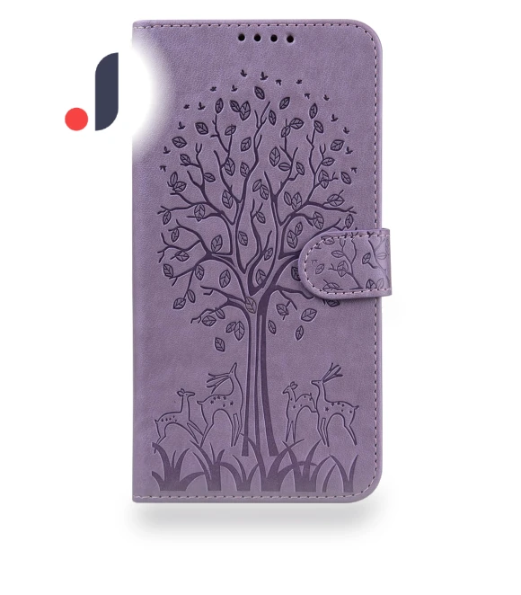 Deer Tree Pattern Imprinted PU Leather Magnetic Flip Cover Stand Wallet Full-Body Protective Case — Basic Cases, Smartwatch 2025