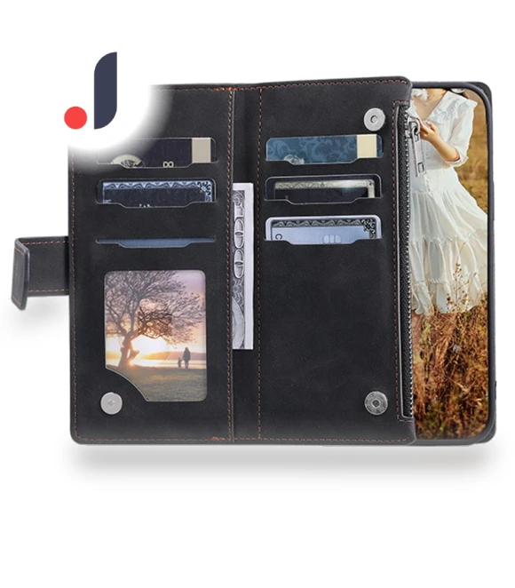 Diamond Texture Phone Case with Full Protection, Zipper Pocket, Stand, Wallet, and Strap — Phone Accessories, Smartwatch 2025