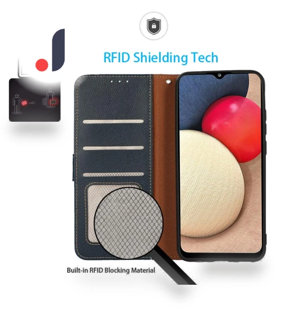 RFID Blocking Litchi Texture Leather Case Stand Wallet Phone Cover — Phone Accessories, Smartwatch 2025