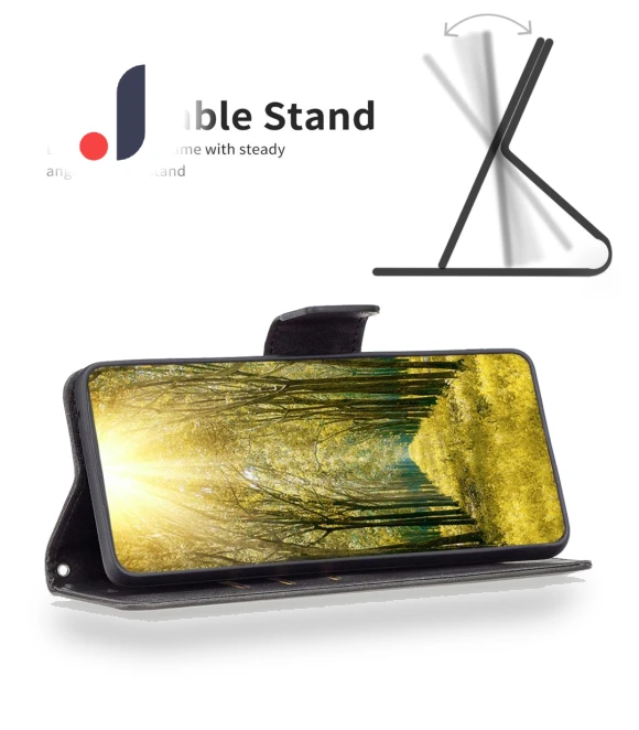 Smooth Leather Wallet Stand Phone Cover with Strap — Phone Accessories, Smartwatch 2025