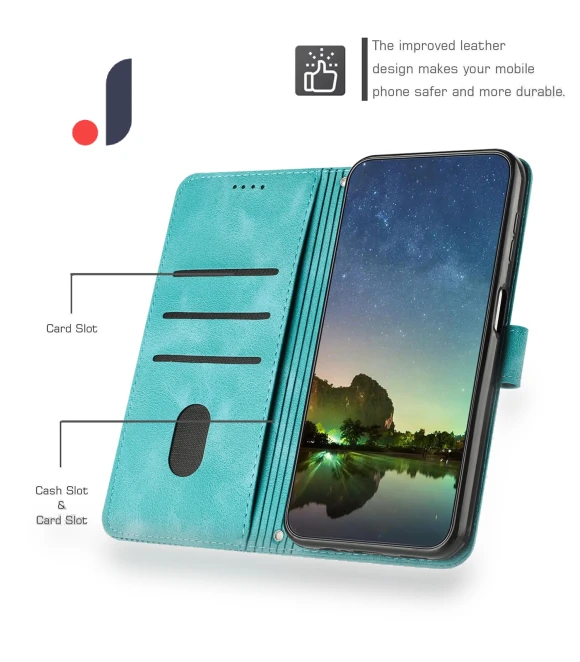 Triangle Imprinted PU Leather Wallet Stand Phone Case with Strap — Phone Accessories, Smartwatch 2025