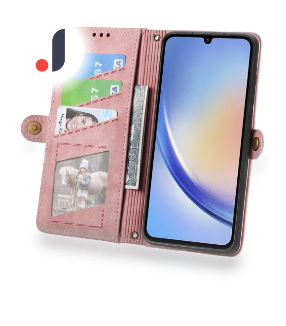 Zipper Wallet Case Geometry Lines Leather Phone Cover with Strap — Basic Cases, Smartwatch 2025