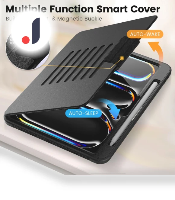Auto Wake/Sleep PU Leather Tablet Case with Card Holder and Stand — Keyboard Cases, Smartwatch 2025