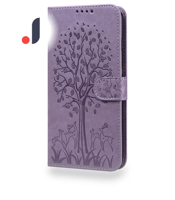 Deer Tree Pattern Imprinted PU Leather Magnetic Flip Cover Wallet Stand Shockproof Protective Case — Flip Cases, Smartwatch 2025