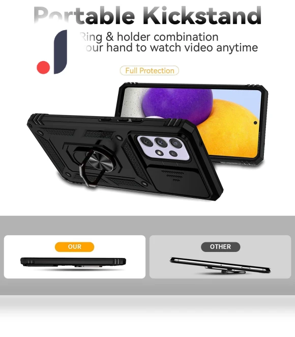 Phone Case with Camera Slider Protection and Ring Stand — Basic Cases, Smartwatch 2025